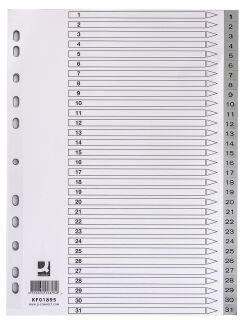 Zahlenregister - 1 - 31, PP, A4, 31 Blatt + Indexblatt, grau, 1 St.