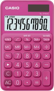 Taschenrechner SL-310 - Solar-/Batteriebetrieb, 10stellig, LC-Display, rot, 1 St.