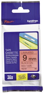 TZe-421 Schriftbandkassette - laminiert, 9 mm x 8 m, schwarz auf rot , 1 St.