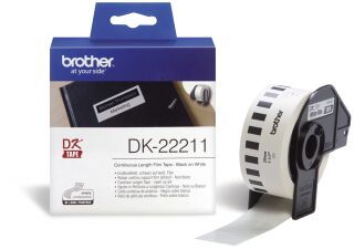 DK-Endlosetiketten Film - 29 mm x 15,24 m, schwarz auf weiß, 1 St.