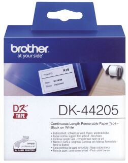 DK-Endlosetiketten Papier - 62 mm x 30,48 m, ablösbar, schwarz auf weiß, 1 St.
