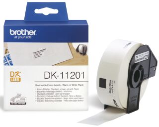 DK-Einzeletiketten Papier - Adress-Etiketten, 29 x 90 mm, 400 Stück, schwarz auf weiß, 1 St.