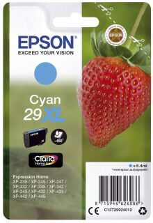 Original Epson Tintenpatrone cyan High-Capacity (C13T29924012,29XL,T2992,T29924012), 1 St.