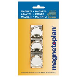 magnetoplan Magnetclip, silber, 35 mm, 3 Stk.