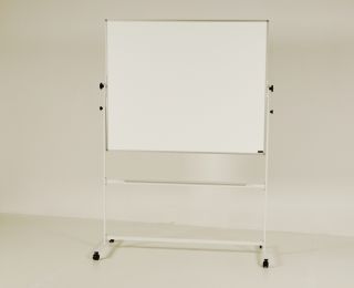 Dreh- und Wendetafel, mobil und höhenverstellbar, Emaille weiß glänzend 120 x 90 cm