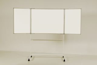 Fahrbare Klapptafel Stahlemaille, weiß glänzend 120 x 100 cm