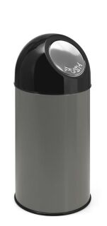 Abfallbehälter mit Druckdeckel 40 Liter, Metallic, Schwarz