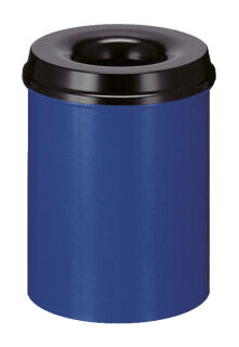 Selbstlöschender Papierkorb 15 Liter, Blau, Schwarz