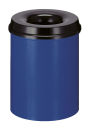 Selbstl&ouml;schender Papierkorb 15 Liter, Blau, Schwarz