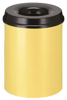 Selbstlöschender Papierkorb 15 Liter, Gelb, Schwarz