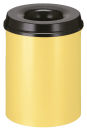 Selbstl&ouml;schender Papierkorb 15 Liter, Gelb, Schwarz