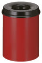 Selbstlöschender Papierkorb 15 Liter, Rot, Schwarz