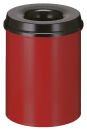 Selbstlöschender Papierkorb 15 Liter, Rot, Schwarz