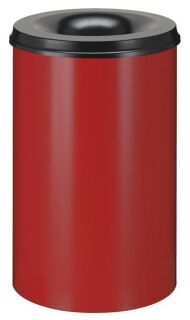 Selbstlöschender Papierkorb 110 Liter, Rot, mit schwarzem Deckel