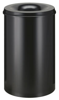 Selbstlöschender Papierkorb 110 Liter, Schwarz mit schwarzem Deckel