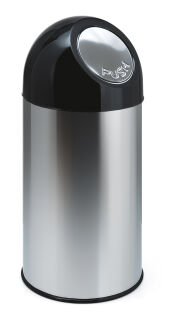 Abfallbehälter mit Druckdeckel 40 Liter, Edelstahl, Schwarz