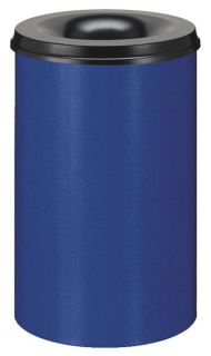 Selbstlöschender Papierkorb 110 Liter, Blau, mit schwarzem Deckel