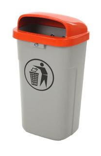 Feuerfester Abfallbehälter für Draußen, Grau, Orange