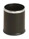 Doppelwandiger Papierkorb Lederoptik, Schwarz, Chrom