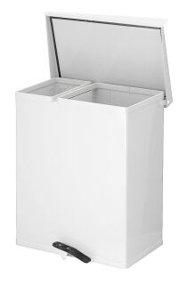 Tritt-Mülleimer 25 + 55 Liter, Weiß