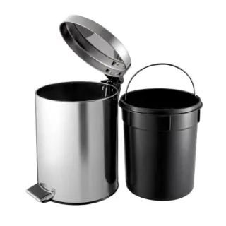 Tritt-Mülleimer 5 Liter, Edelstahl