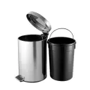Tritt-Mülleimer 12 Liter, Edelstahl