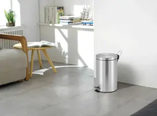 Tritt-Mülleimer 12 Liter, Matt Edelstahl