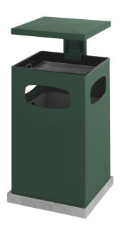 Ascher-Papierkorb mit abnehmbarem Dach 80 Liter, Grün
