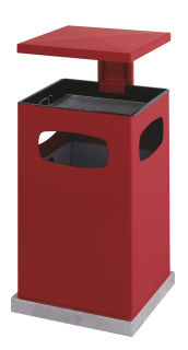 Ascher-Papierkorb mit abnehmbarem Dach 80 Liter, Rot