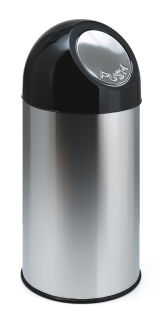 Abfallbehälter mit Druckdeckel und Inneneimer 40 Liter, Edelstahl, Schwarz
