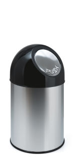 Abfallbehälter mit Druckdeckel und Inneneimer 30 Liter, Edelstahl, Schwarz