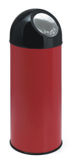 Abfallbehälter mit Druckdeckel und Inneneimer 55 Liter, Rot, Schwarz