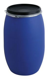 Tonne aus Kunststoff 220 Liter, Blau, Schwarz