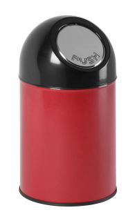 Abfallbehälter mit Druckdeckel 30 Liter, Rot, Schwarz