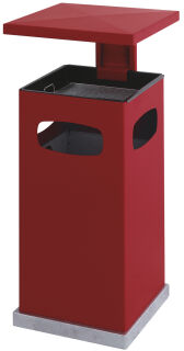 Ascher-Papierkorb mit abnehmbarem Dach 70 Liter, Rot