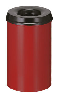 Selbstlöschender Papierkorb 20 Liter, Rot, Schwarz