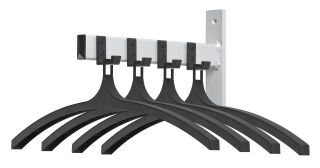 Wandgarderobe HIQ 4 Kleiderbügel, Schwarz, Aluminium Grau