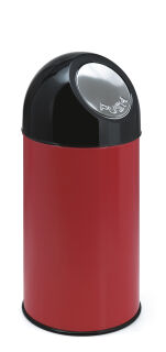 Abfallbehälter mit Druckdeckel 40 Liter, Rot, Schwarz
