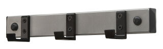 Wandgarderobe HIQ 3 Haken, Schwarz, Aluminium Grau