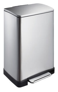 Tritt-Mülleimer rechteckig 40 Liter, EKO, Matt Edelstahl