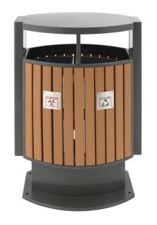 Abfallbehälter für Abfalltrennung draußen Holz Optik, EKO, Holz Optik