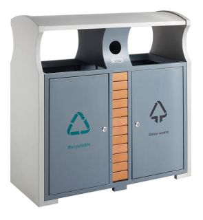 Abfallbehälter für Abfalltrennung draußen, EKO, Grau