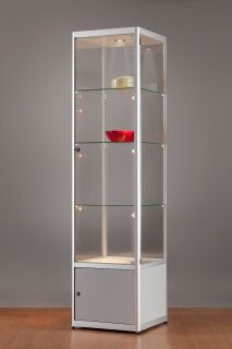 Standvitrine 115500-O, 500 x 500 x 2000 mm, Halogen-Beleuchtung, mit Unterschrank