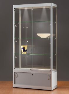 Standvitrine 3151000-O, 1000 x 400 x 2000 mm, LED-Bleuchtung, mit Unterschrank
