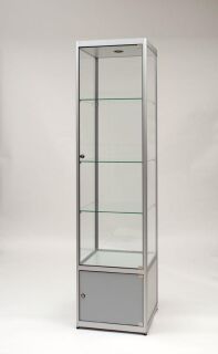 Standvitrine 115500-O, 500 x 500 x 2000 mm, LED-Beleuchtung, mit Unterschrank