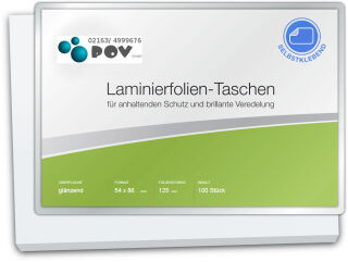 Aktion: Laminierfolien Credit Card (54 x 86 mm), 2 x 125 mic, glänzend, mit selbstkl. Rückseite