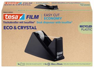 Tischabroller Easy Cut® Economy - für Rollen bis 33m : 19mm, schwarz, 100% Recycling-Plastik, 1 St.