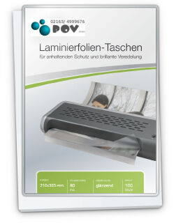 Laminierfolien A4 (210 x 303 mm), 2 x 80 mic, für Metorahmen, glänzend