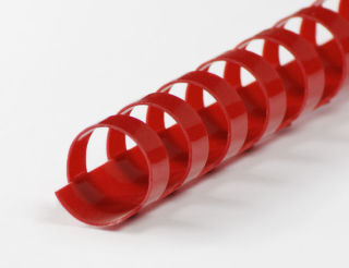 Plastikbinderücken 21 Ringe 8mm rot