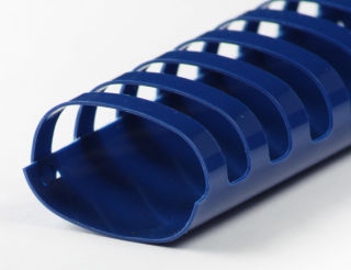 Plastikbinderücken 21 Ringe 32mm, oval blau